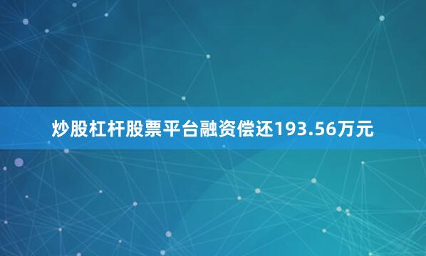 炒股杠杆股票平台融资偿还193.56万元