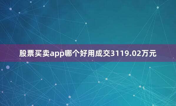 股票买卖app哪个好用成交3119.02万元